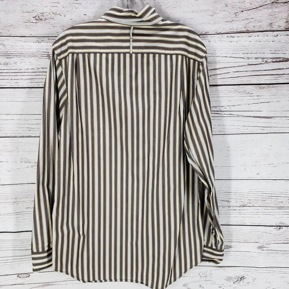 Banana Republic Classic Fit Brown Stripe Cotton Shirt Size M